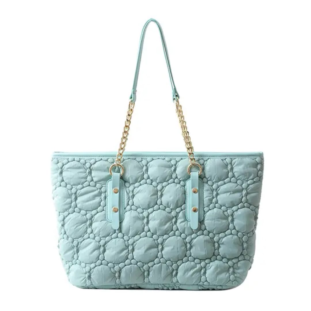 Premium Quilted handbag with chain strap turquoise
